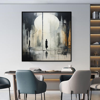 Handmade Oil Painting Canvas Wall Art Decoration Black And White Abstract   Artwork Medieval Black Neoclassicism Wall Decor Street For Home Office Decor