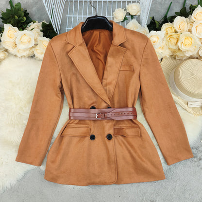 Women's Fashion Temperament Deerskin Velvet Small Suit Jacket