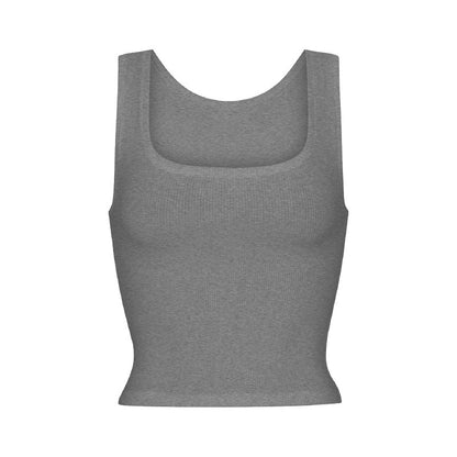 Athleisure Ribbed Knit Stretch Camisole With Straps
