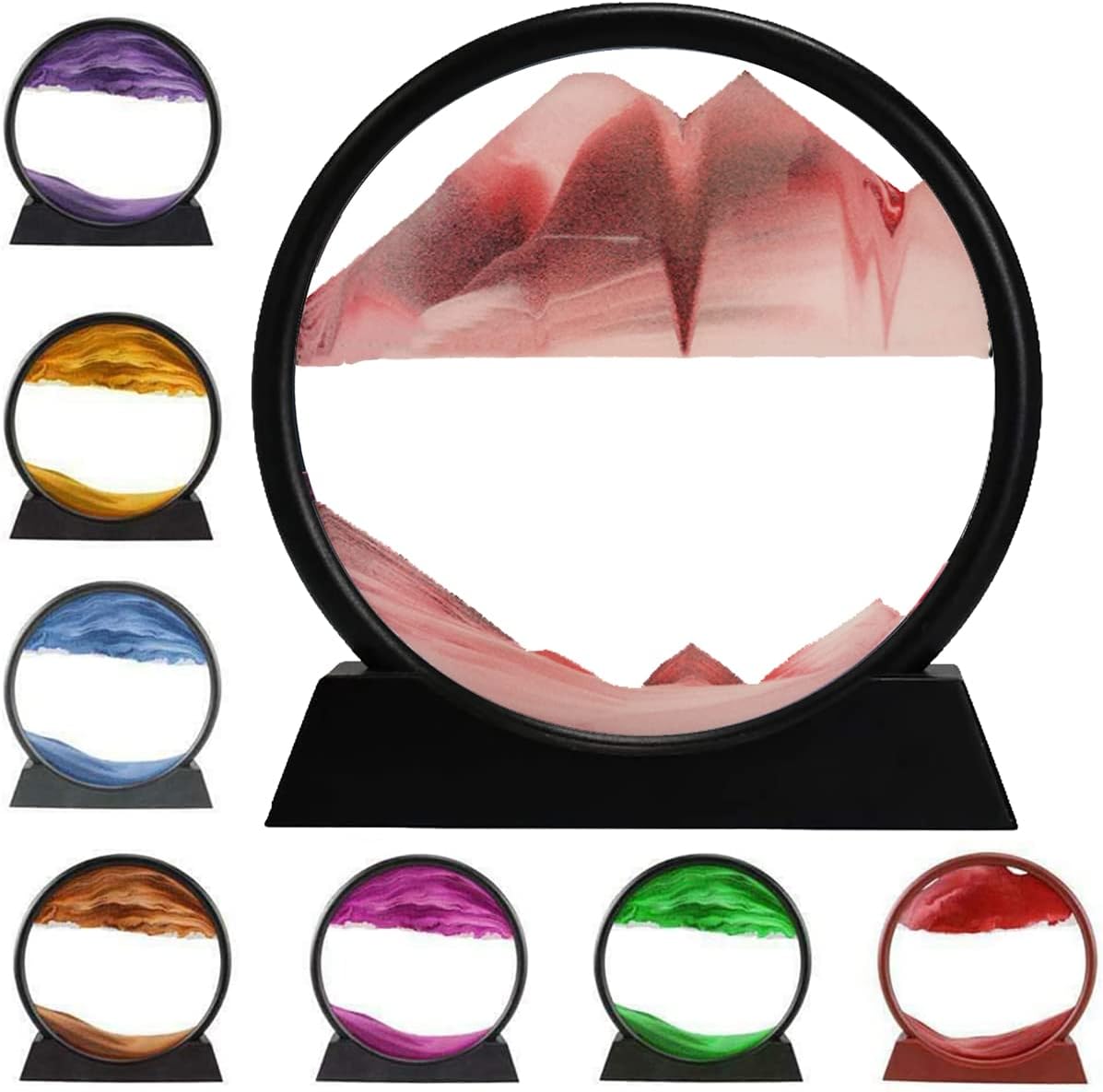 3D Dynamic Sand Art Liquid Motion, Moving Sand Art Picture Round Glass 3D Deep Sea Sandscape In Motion Display Flowing Sand Painting Relaxing Desk Toys