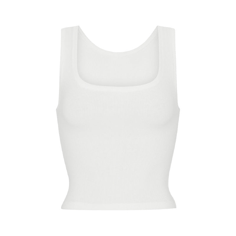 Athleisure Ribbed Knit Stretch Camisole With Straps