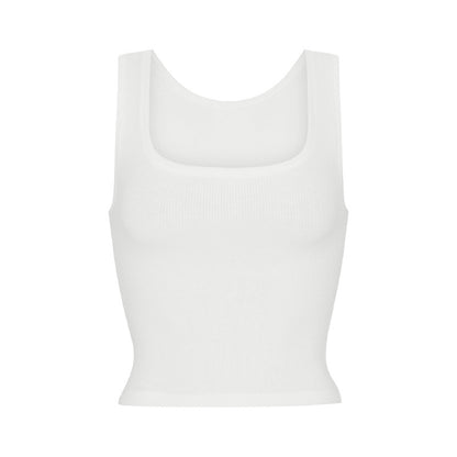 Athleisure Ribbed Knit Stretch Camisole With Straps