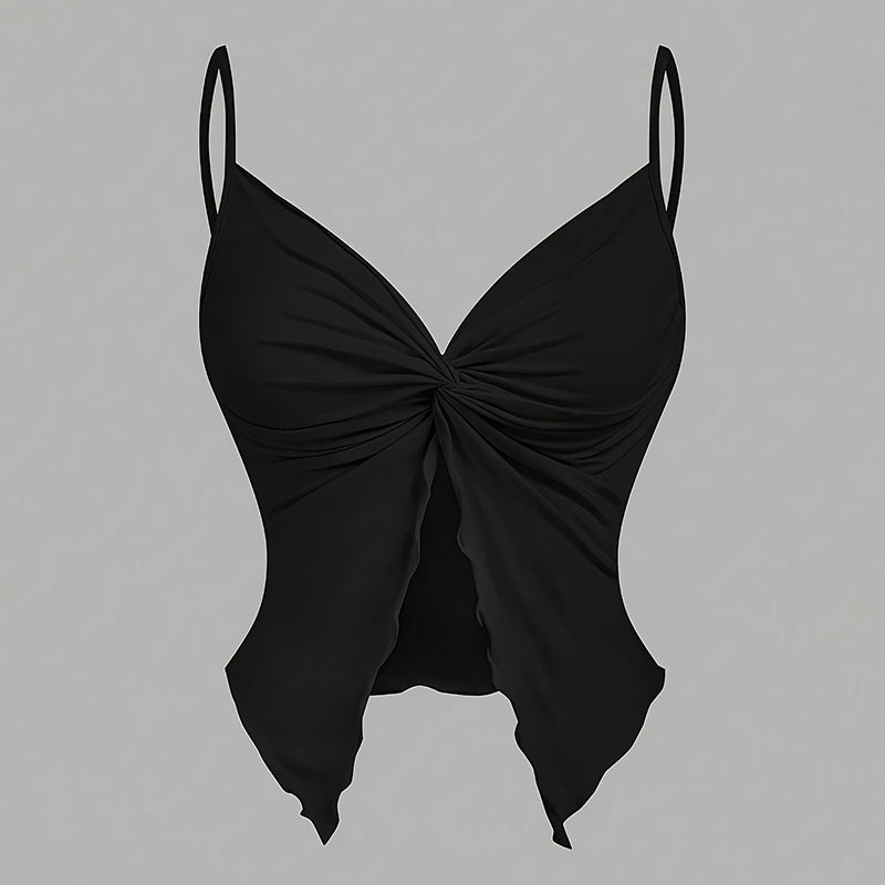 Women's 3-Piece Y2K Cami Set, Twist Front & Asymmetrical Spaghetti Strap Tops