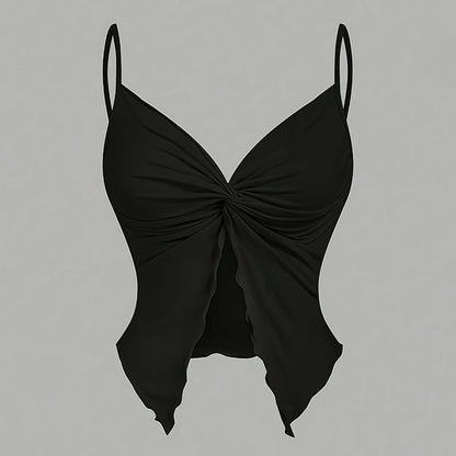 Women's 3-Piece Y2K Cami Set, Twist Front & Asymmetrical Spaghetti Strap Tops
