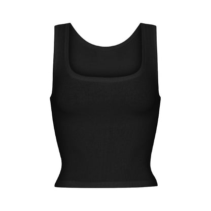 Athleisure Ribbed Knit Stretch Camisole With Straps