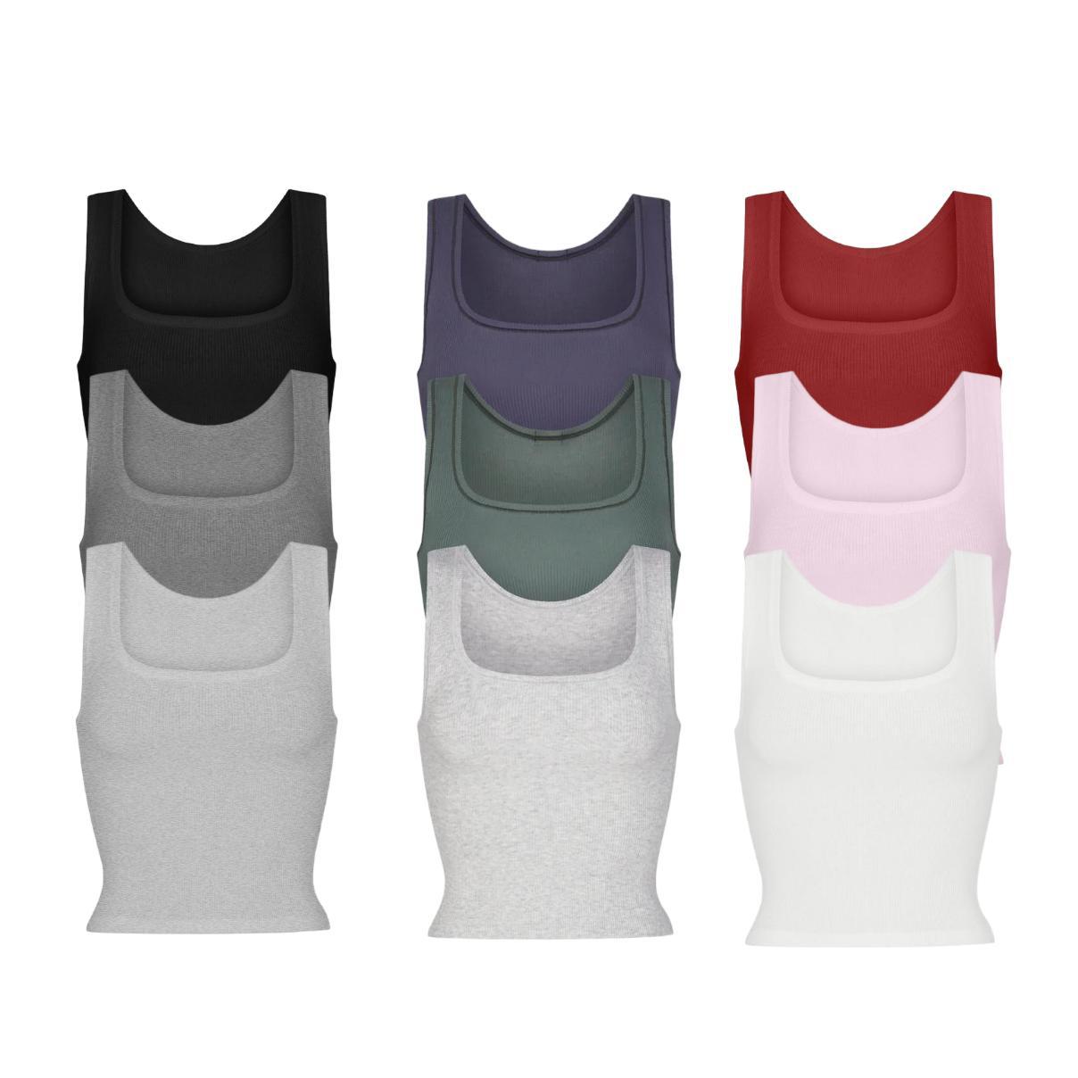 Athleisure Ribbed Knit Stretch Camisole With Straps